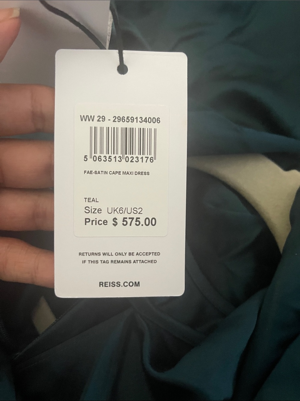 Reiss Teal Green Sleeveless Maxi Dress with Draped Back Panel - Picture 7 of 12
